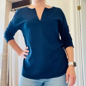 Mixed media 3/4 length shirt